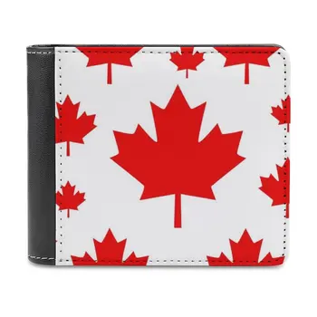 Kanada Javorový List Vlajky Znak Kožená Peněženka Muži Klasické Černé Kabelky Držitel Kreditní Karty Módní Pánské Peněženky Kanada Kanadský
