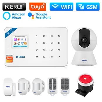 KERUI W181 Alarm Systém, BEZDRÁTOVÉ GSM Domácí Alarm Alexa Inteligentní Život Čidlo Pohybu Detektor, Čidlo Dveře IP Kamera