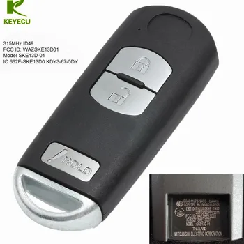 KEYECU Výměna 2+1 Tlačítka Smart Remote Klíč FSK 315MHz ID49 pro Mazda 3 na období 2014-2018, CX3 2016-2018, CX5 2013-2018 WAZSKE13D01