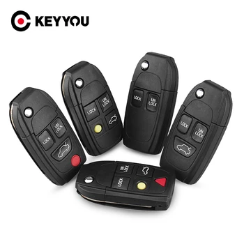 KEYYOU Modifikované Vystřelovací Flip Skládací Smart Remote Auto Klíč Shell Fob Případě Pro Volvo S40 S60 S70 S80 V40 V70 XC70 XC90