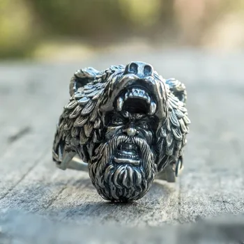 Kreativní hip-hop, rock, retro lokomotiva punk despotický Viking bear warrior pánské prsten, dárek k narozeninám šperky velkoobchod