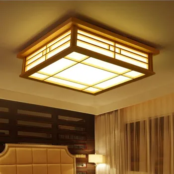 LED Dřevo Čtverečních Tatami Stropní Svítidlo Japonský korejský Styl Svítidlo pro Foyer Balkon, Ložnici, Obývací Pokoj