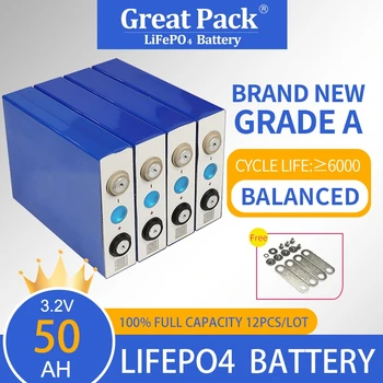 LiFePO4 12KS 3.2 V, 50 ah Nabíjecí Hluboké Cyklus Baterie Buňka Zbrusu Nový Třída A 100% Plné Kapacity Lithium-Iontová s Přípojnic