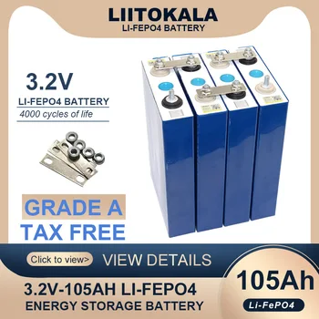 Liitokala 3,2 V LiFePO4 baterie 105Ah Lithium železo phospha DIY 4s 12V 24V Motocykl, Auto na Elektrický pohon cestovní Solární Baterie bez DANĚ