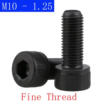 M10 - 1.25 ( 10mm ) JEMNÝ Závit Zásuvka Hlavě Čepice Šrouby 12.9 Legované Oceli, Černý Oxid DIN 912 ISO 4762