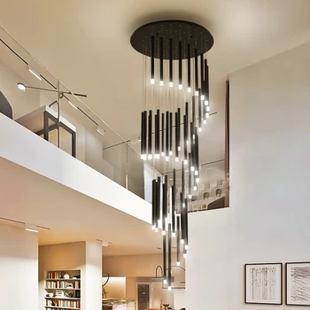 Moderní led přívěsek světla pro obývací pokoj minimalistický dvoupodlažní patře haly závěsná lampa Nordic villa točité schodiště závěsné svítidlo