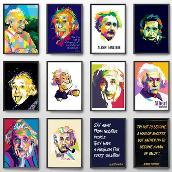 Moderní Street Art Graffiti Wall Art Canvas Einstein Plakáty a Tisky Sprej Malování Umění Obrázky pro Obývací Pokoj HD Tisknout