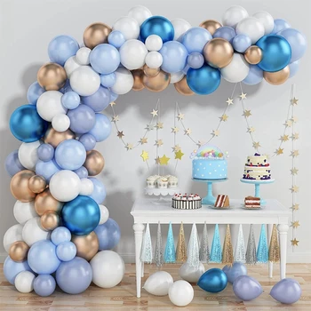 Modrá Macaron Balón Věnec Arch Sada Birthday Party Dekorace Dítě, Miminko Ballon Anniversaire Svatební Dekorace Dodávky