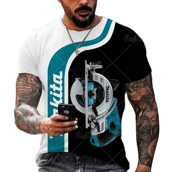 Módní letní makita nástroje 3d tisk příležitostné muž tričko volné kolem krku krátký rukáv nadrozměrné t-košile unisex oblečení top t