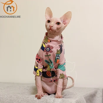 Mňau Deven Tričko Sfinga Oblečení roztomilý Oblečení chovatelství Kočka Květina Šaty XS XL Oblečení pro Kočky