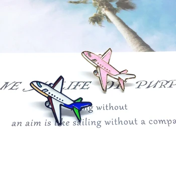 Nové osobnosti modrá růžová letadlo kovový odznak pin celém světě létání, vesmír, kreslený letadlo děti jako brož dárek