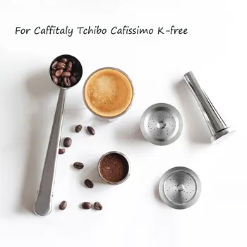 Opakovaně Použitelné Filtry Na Kávu Kompatibilní Pro Caffitaly Tchibo Cafissimo Plnitelné Nerezové Oceli Kávové Kapsle Pod WithTamper Lžíce