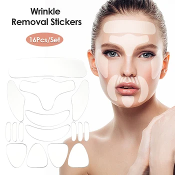 Opakovaně použitelné Silikonové Vrásek Obličeje Pásky 16ks Čela Krku Eye Removal Sticker Pad Anti Aging Patch Face Lift Maska Nálepky Zařízení