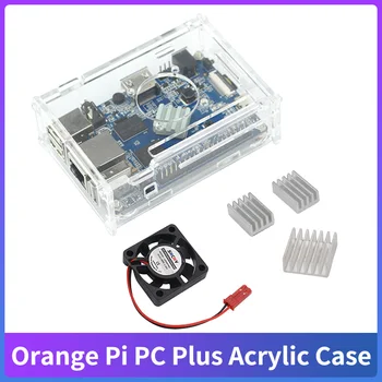 Orange Pi PC Plus Akryl Case Transparentní Plast Čirý Box Volitelné Chladiče Ventilátor Chránit Kryt pro Orange Pi PC Plus