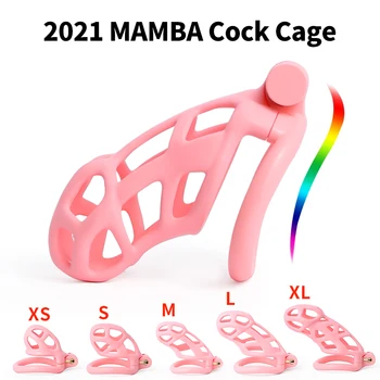 Pink MAMBA Cock Cage Lehký Vlastní Zakřivené Mužské Cudnosti Zařízení Cobra Kit Penis Ring Erekční Kroužek Klece Trenér Pás Sexuální Hračky