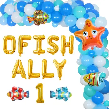 Rybolov 1. Narozeniny Zásoby Strany Balón Věnec Kit O Ryby Spojence Mořské Zvíře Balón pro Děti První Narozeniny, Dekorace