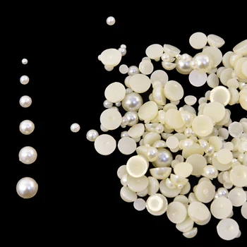 Slonová kost kulatý půl Perly, korálky (2 mm~7mm ) 1ba 100-1200pcs volné flatback plastové Pryskyřice korálek pearl Nail Art dekorace