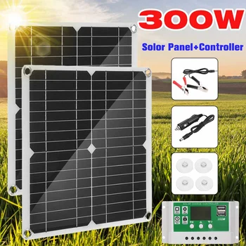 Solární Panel 12V Flexibilní USB Napájení, Přenosné Venkovní Solární Kempování, pěší Turistika Cestovní Nabíječku Skutečné 150/300W Solární Panel Kit
