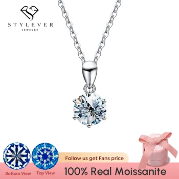 Stylever Certifikované Moissanite Diamant Módní Svatební Přívěsek Náhrdelník pro Ženy 925 Sterling Silver Dlouhý Řetěz Luxusní Šperky