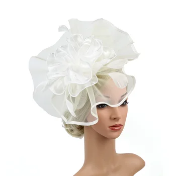 Svatební Fascinator Kloboukem Peří Organza Květina Klip na Dostizích Kentucky Derby pokrývky hlavy Party Fotografování Hlavy Šaty pro Ženy, Dívky