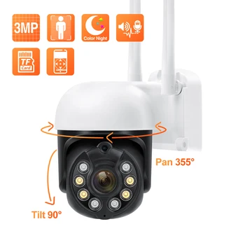Techage 3MP Bezdrátové připojení PTZ IP Kamera Venkovní Vodotěsné Inteligentní AI Dome Wi-fi Bezpečnostní Kamera Detekce Lidské Plné Barevné Noční Vidění