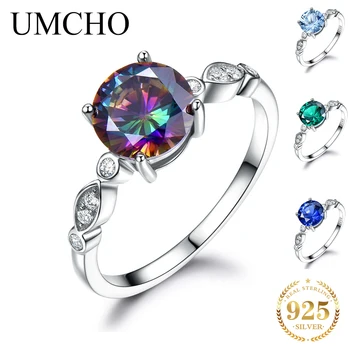 UMCHO Originální Rainbow Oheň Mystic Topaz prsten pro Ženy Originální 925 Sterling Silver Módní pro Ženy, Romantický Dárek, Jemné Šperky