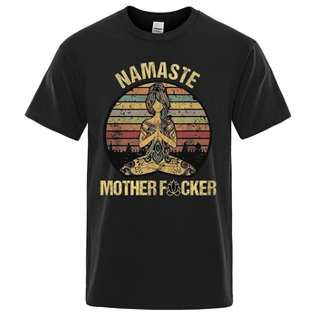 Vintage Namaste Matka Explicitní Funny T-shirt T Shirt Muži Tričko Muži Bavlna Trička Topy Harajuku Krátký Rukáv Nadrozměrné Oblečení