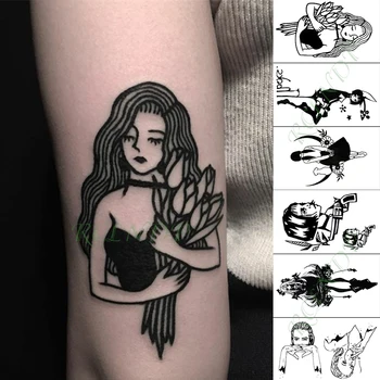 Vodotěsný Dočasné Tetování Nálepka film Sexy Dívka, peří Falešné Tatto Ruku Ruku Flash Tetování pro Dítě Muži Ženy
