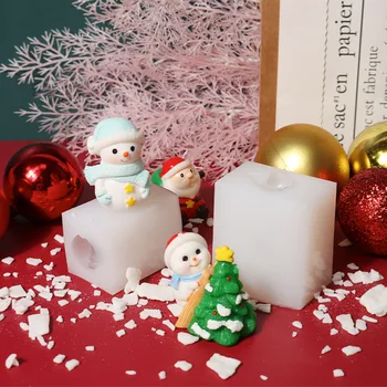 Vánoční Nové Formy Roztomilý Sněhulák Santa Claus, Ozdoby Resine Svíčka Formy, Silikonové Formy na Vánoční Výzdobu Domů