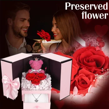 Věčný Mýdlo Růže Květ Dárkový Box Navždy Květina Držitel Šperky Balení Box pro Svatbu, Vánoce, Narozeniny, Valentýna Gif