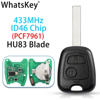 WhatsKey 2 Tlačítka 433 mhz PCF7961 Čip Remote Auto Klíč dálkového ovládání Pro Peugeot 307 407 Pro Citroën C1, C3 Picasso, Saxo Xsara Picasso