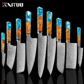 XITUO Damašku Nože Sada Kuchyňský Nůž, Damascénská Ocel VG10 Chef Nůž Santoku Nože Japonský Nůž Domácí kuchyně nástroje, nejlepší dárek
