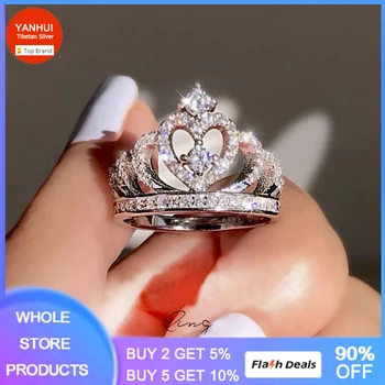 YANHUI Módní Tvar Koruny Drahokamu Crystal Prsteny Pro Ženy, Svatební Svatební Party Šperky Zásnubní Prsten Velkoobchod