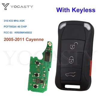 YOCASTY Bezklíčový Vstup Smart Flip Dálkový ovladač 433 315 Mhz Auto Klíče Fob pro Porsche Cayenne 2005 2006 2007 2008 2009 2010 2011