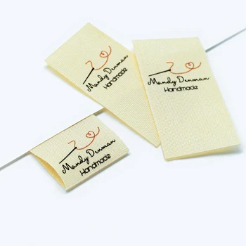Šití štítky / Vlastní značka štítky, Oděvní etikety, Šití, Tkaniny ze 100% bavlny, vlastní text (FR077)