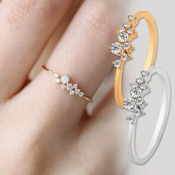 Ženy Drahokamu Prsten Módní Prst Šperky Crystal Elegantní Lesklé Pozlacené Stříbrné Barvy Prsten Svatební Party Šperky Dívka Dárek